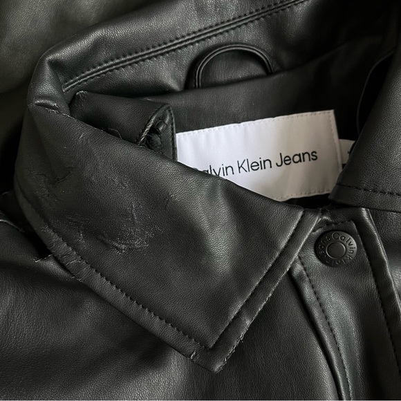 Calvin Klein Faux Leather Shirt Jacket - Picture 4 of 5